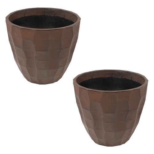 Sunnydaze Pebbled Polyresin Round Outdoor Planter - 15.75