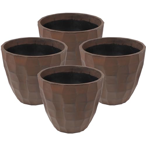 Sunnydaze Pebbled Polyresin Round Outdoor Planter - 15.75