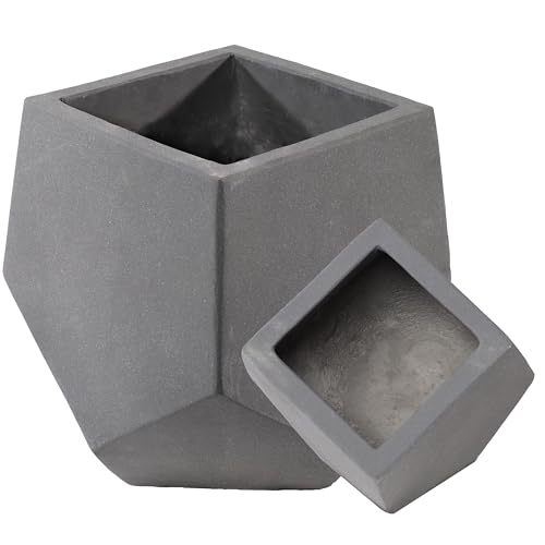Sunnydaze Outdoor Concrete Planter Set - 2 Lightweight Concrete Pots for Plants - Moondust