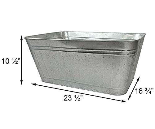 Panacea 81607 Rectangular Washtub Style Planters, Galvanized, 23.5 L, Pack of 2 Gray 23.5L