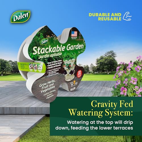 Dalen Stackable Garden - Indoor & Outdoor Vertical Planter - Modern, Space-Saving with Drainage - Includes Watering Tray - 3-Piece Stack