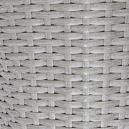 Sunnydaze Round Polyrattan Indoor Planter Set - Includes 14.5-Inch Diameter and 11.75-Inch Diameter Modern Decorative Planter - Features Attached Clear Polypropylene Liner - Gray