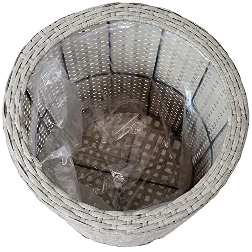 Sunnydaze Round Polyrattan Indoor Planter Set - Includes 14.5-Inch Diameter and 11.75-Inch Diameter Modern Decorative Planter - Features Attached Clear Polypropylene Liner - Gray