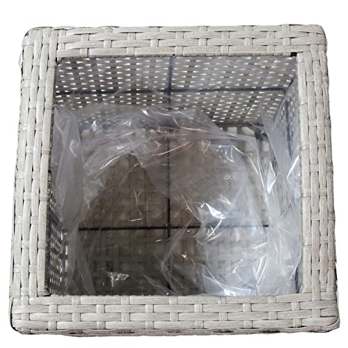 Sunnydaze Polyrattan Square Indoor Planters Set - Includes 14-Inch Square and 11-Inch Square Modern Decorative Planter - Features Attached Clear Polypropylene Liner - Gray