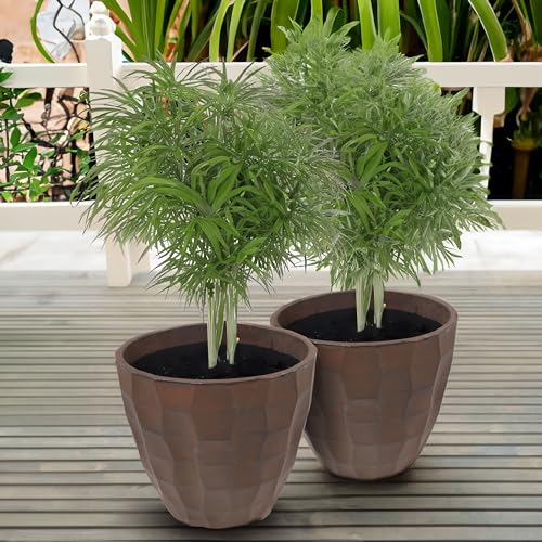 Sunnydaze Pebbled Polyresin Round Outdoor Planter - 15.75
