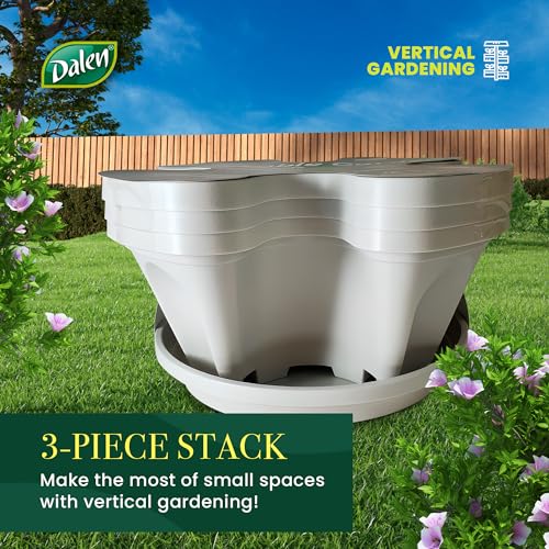Dalen Stackable Garden - Indoor & Outdoor Vertical Planter - Modern, Space-Saving with Drainage - Includes Watering Tray - 3-Piece Stack