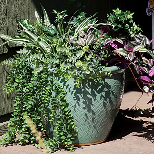 Sunnydaze Large Ceramic Planter - Indoor or Outdoor Plant Pot with Drainage - Seaside Dreams Glaze Finish - 15