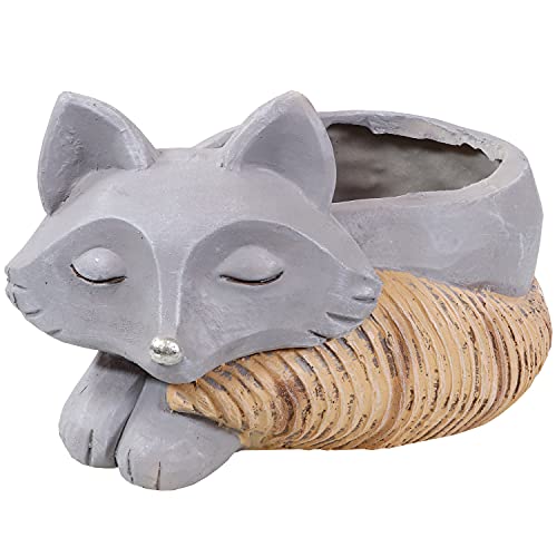 Sunnydaze Finley The Fox Planter Statue Decor - Hand-Painted Indoor Succulent or Flower Pot for Kitchen, Dining or Living Room Displays - 8-Inch