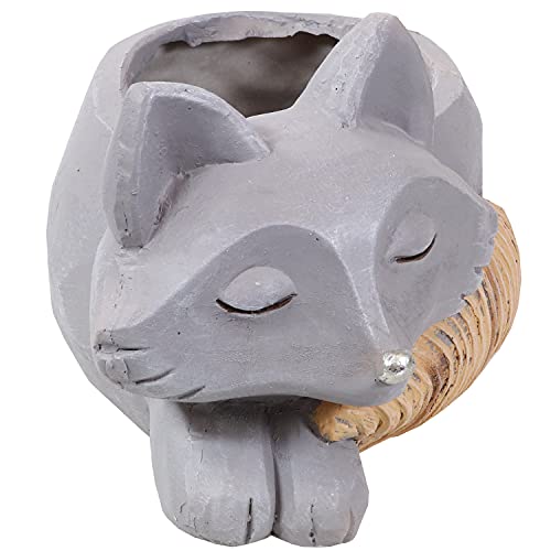 Sunnydaze Finley The Fox Planter Statue Decor - Hand-Painted Indoor Succulent or Flower Pot for Kitchen, Dining or Living Room Displays - 8-Inch