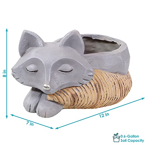 Sunnydaze Finley The Fox Planter Statue Decor - Hand-Painted Indoor Succulent or Flower Pot for Kitchen, Dining or Living Room Displays - 8-Inch