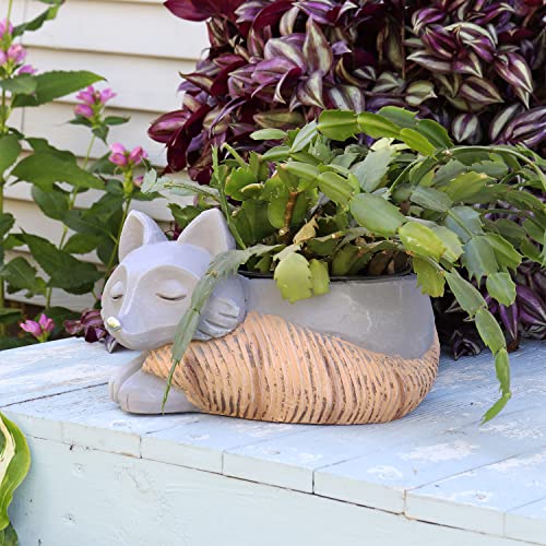 Sunnydaze Finley The Fox Planter Statue Decor - Hand-Painted Indoor Succulent or Flower Pot for Kitchen, Dining or Living Room Displays - 8-Inch