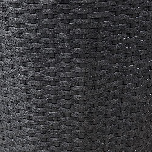 Sunnydaze Round Polyrattan Indoor Planter Set - Includes 14.5-Inch Diameter and 11.75-Inch Diameter Modern Decorative Planter - Features Attached Clear Polypropylene Liner - Black