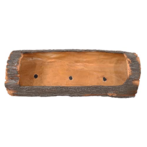 Sunnydaze 35-Inch Polyresin Rustic Log Planter with 3 Drainage Holes - 50-Quart Soil Capacity