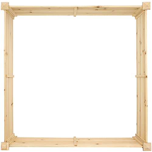 Sunnydaze Square Wood Raised Garden Bed - Outdoor Elevated Planter Box for Flower, Vegetable, and Herb Gardening - 4’ x 4’