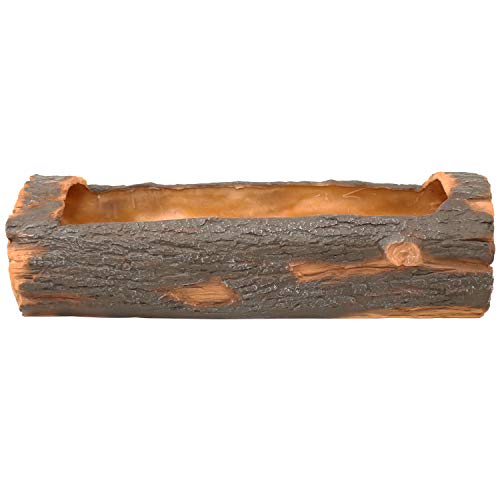 Sunnydaze 35-Inch Polyresin Rustic Log Planter with 3 Drainage Holes - 50-Quart Soil Capacity