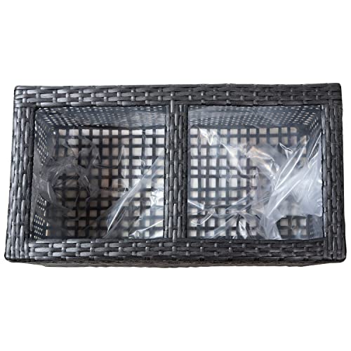 Sunnydaze 2-Section Polyrattan Rectangle Indoor Planters - 21.5 Inches W x 11.5 Inches D x 9.25 Inches H - Perfect for Gardening Flowers, Herbs, and Plants – Set of 2 - Black