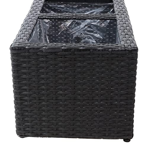 Sunnydaze 2-Section Polyrattan Rectangle Indoor Planters - 21.5 Inches W x 11.5 Inches D x 9.25 Inches H - Perfect for Gardening Flowers, Herbs, and Plants – Set of 2 - Black