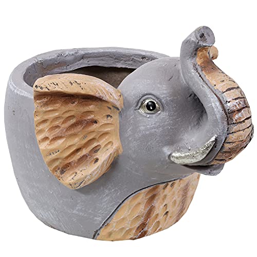 Sunnydaze Elsie The Elephant Planter Statue Decor - Hand-Painted Succulent or Flower Pot for Kitchen, Dining or Living Room Displays - 8.5-Inch