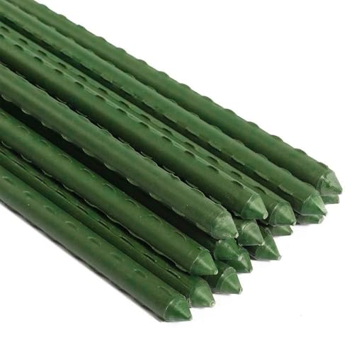Gardener Select® Heavy Duty Steel Garden Stake with Green Vinyl Coating, 8-Feet Long with 20mm Diameter - Best Support Stakes