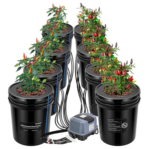 VIVOSUN DWC Hydroponics Grow System with Top Drip Kit, 5-Gallon Deep Water Culture, Recirculating Drip Garden System with Multi-Purpose Air Hose, Air Pump, and Air Stone - Best Grow Stones